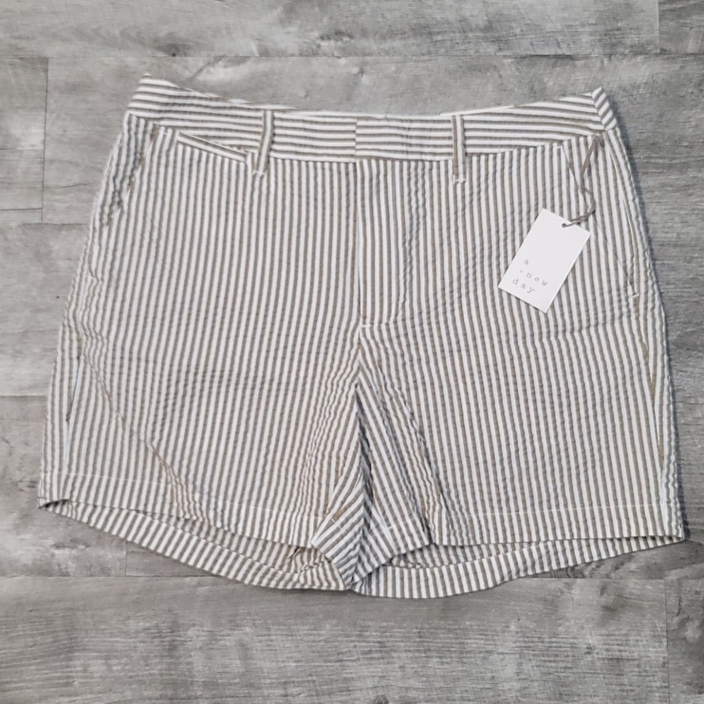 A New Day Cream & Brown Striped Chino Shorts